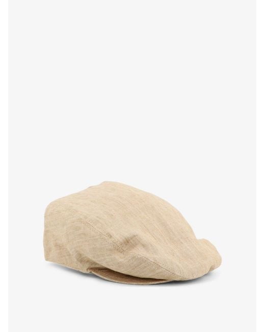 Dolce & Gabbana Natural Linen Hat With Embroidered Logo for men