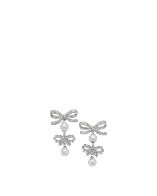 Self-Portrait White Earrings With Bows And Pearls