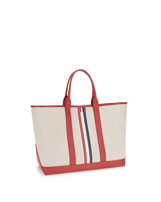 Thom Browne White Canvas Tote Bag for men