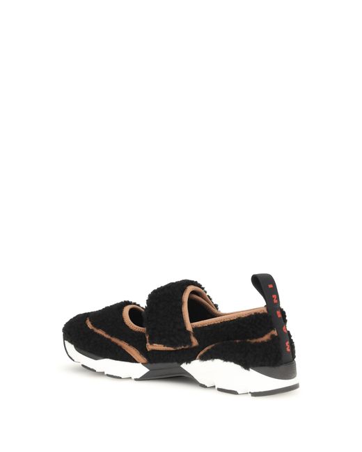 Marni Black Sneakers Mary Jane Shearling