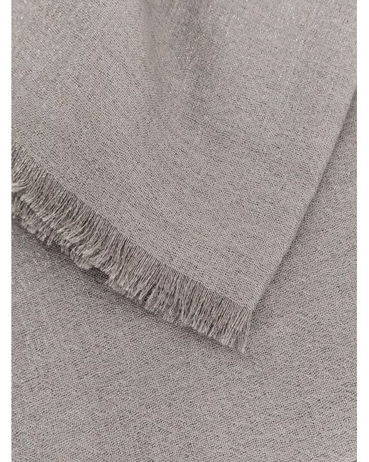 Brunello Cucinelli Gray Sparkling Cashmere And Silk Scarf