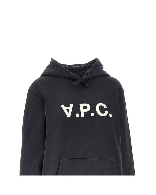 A.P.C. Blue Flocked Logo Hoodie