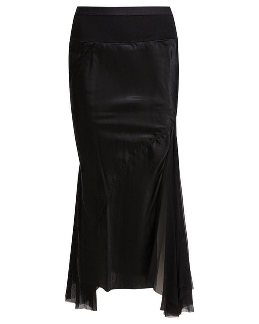 Rick Owens Black Bias Midi Skirt