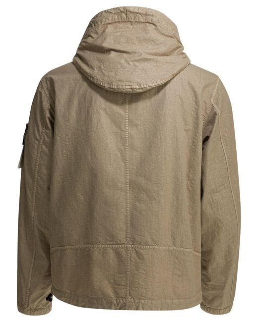 Stone Island Green Waterproof Jacket With Compass Patch for men