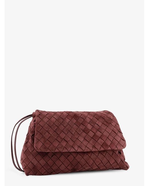 Bottega Veneta Purple Suede Giorno Crossbody Bag With Intrecciato Motif