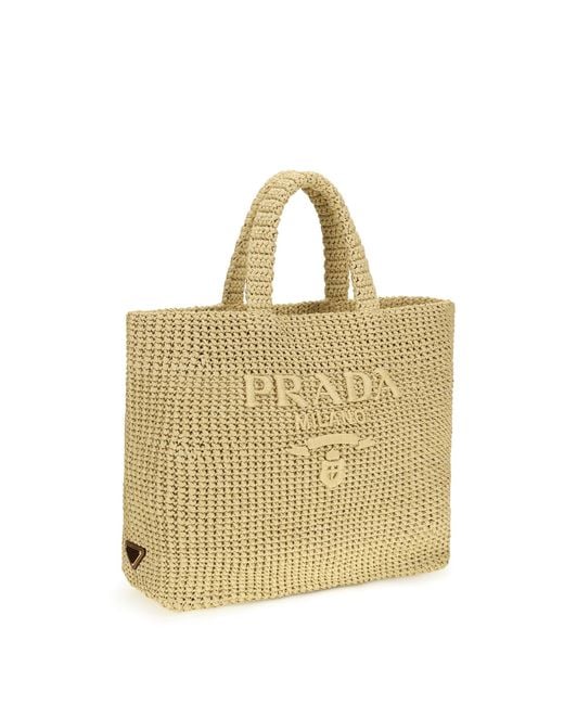 Prada Metallic Raffia Tote Bag
