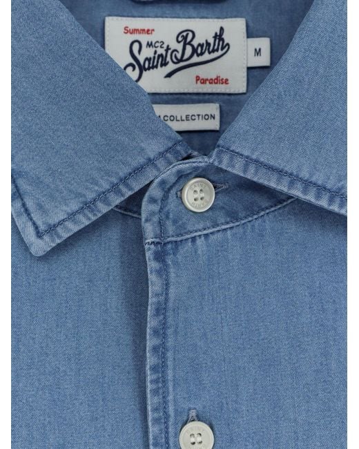 Mc2 Saint Barth Blue Raphael Light Denim Shirt for men