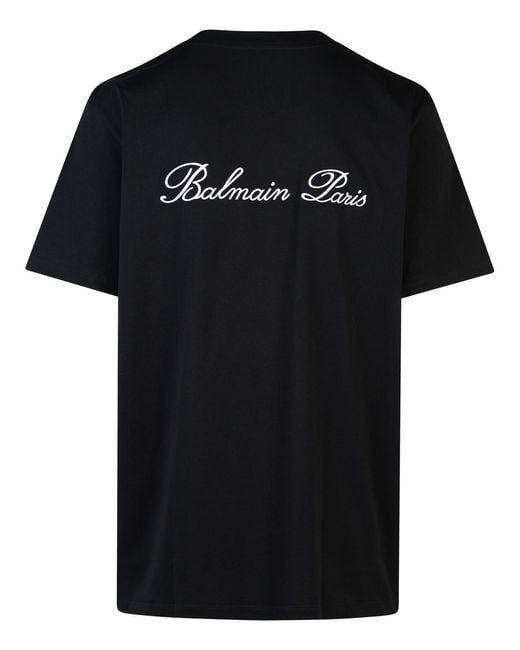 Balmain Black Cotton Logo T-Shirt for men