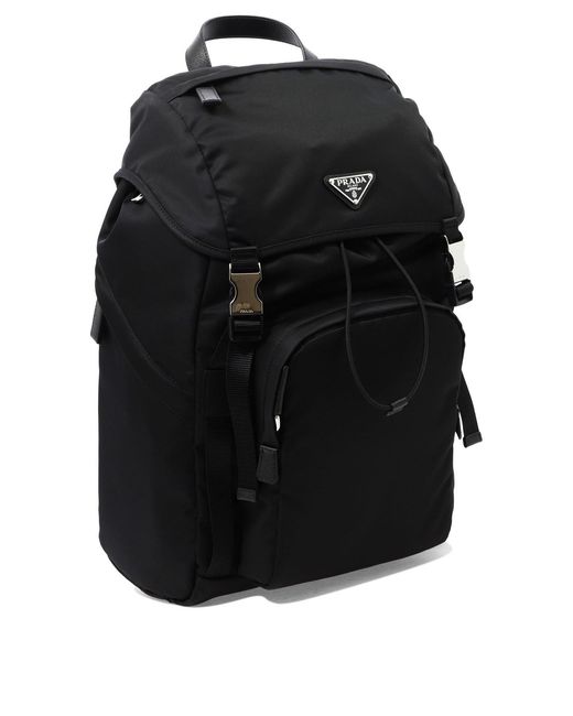 Prada Black Re-Nylon And Saffiano Backpack for men