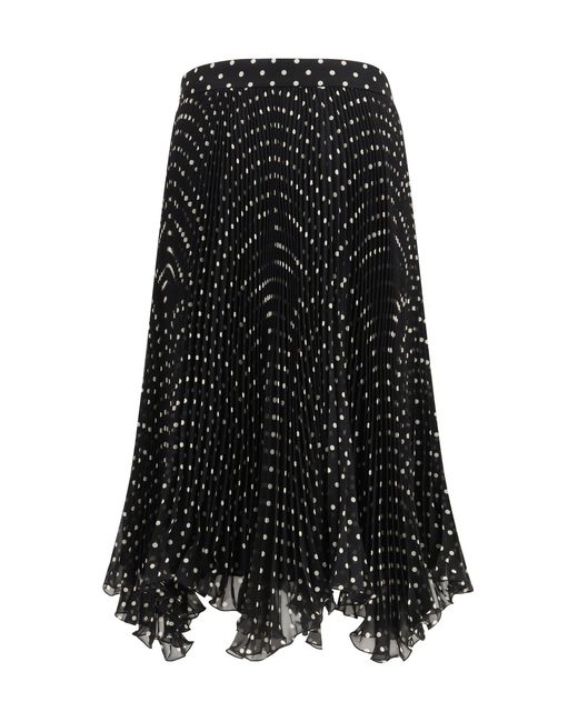 Valentino Black Polka-Dot Silk Skirt