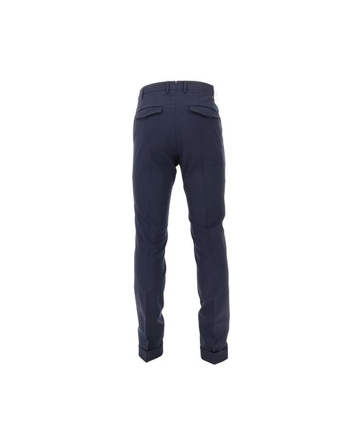 PT Torino Blue Stretch Wool Master Fit Pants for men