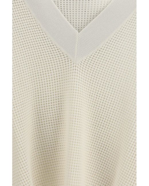 Brunello Cucinelli White Cashmere Net Sweater