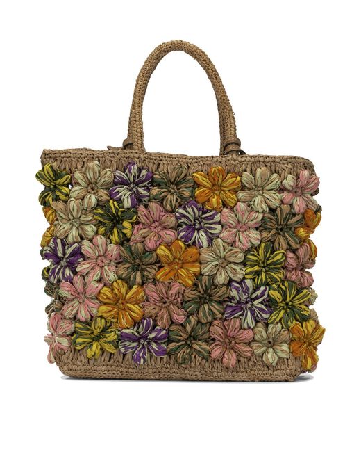 AFAR Brown Flower Small Cognac Shoulder Bag