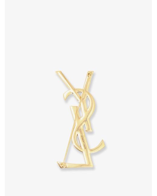 Saint Laurent White Brass Serpente Brooch