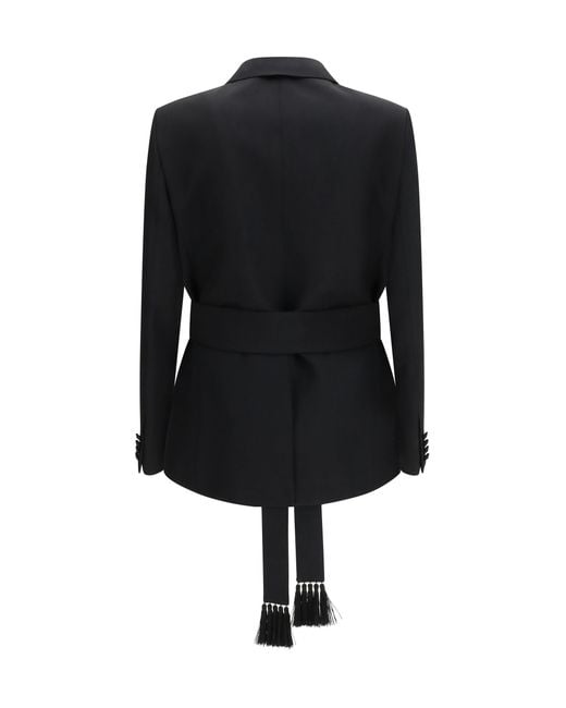 Valentino Black Double-Breasted Virgin Wool Blazer With Belt for men