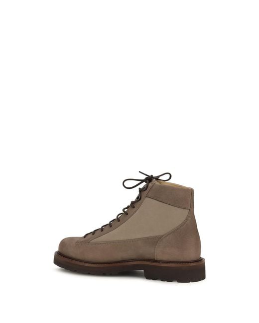 Brunello Cucinelli Brown Lace-Up Ankle Boots for men