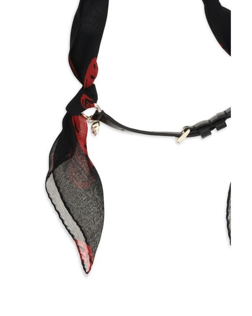 McQueen Black Bracelet Double-Wrap Skull Scarf