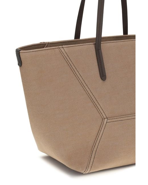 Brunello Cucinelli Natural Canvas Shoulder Bag