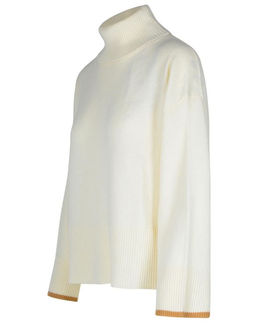 PURO TATTO White Cashmere Turtleneck Sweater Cream