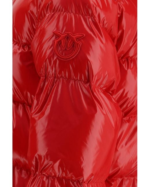 Pinko Red Eleodoro Hooded Down Jacket Rosso Wine