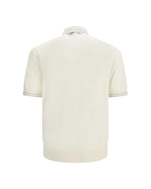 Dolce & Gabbana White Silk Polo With Collar And Short Sleeves for men