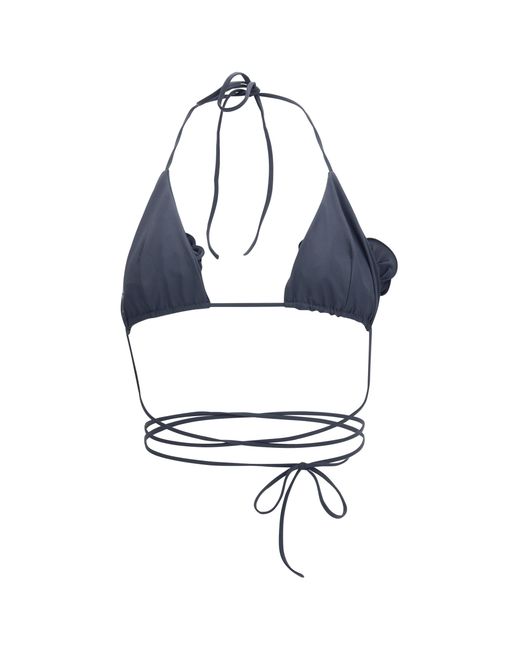 Magda Butrym Blue Floral Strappy Triangle Bikini Top