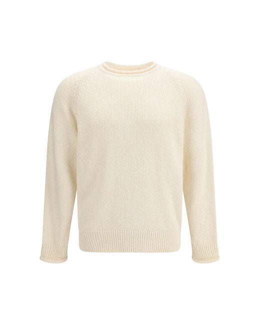 Umit Benan White Crewneck Sweater Ralph Cotton for men