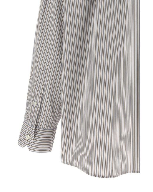 Prada Gray Cotton Striped Shirt for men