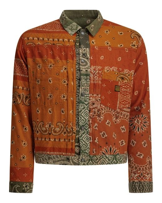 Kapital Green Flannel Reversible Bandana Overshirt for men