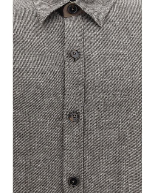 Zegna Gray Cashmere, Linen, And Silk Overshirt for men