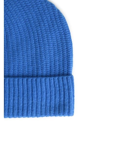 Seven Gauge Blue Wool Beanie for men
