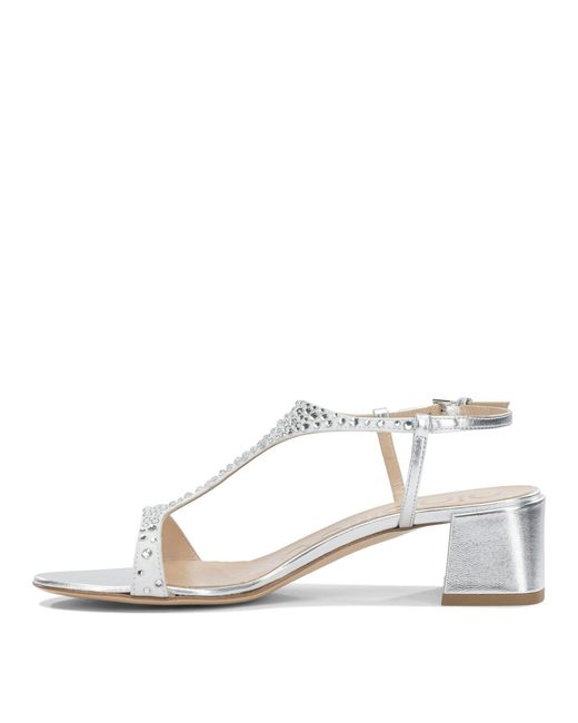 Ninalilou White Crystal Embellished Sandals