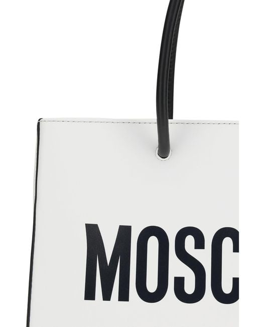 Moschino White Top-Handle Tote Leather