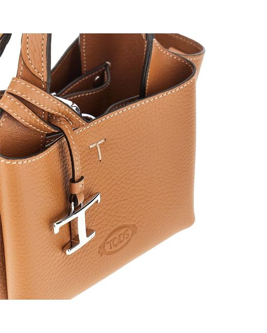 Tod's Brown Grained Leather Mini Shopping Bag