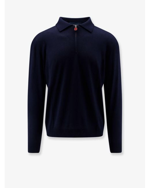 Kiton Blue Wool Polo Shirt for men