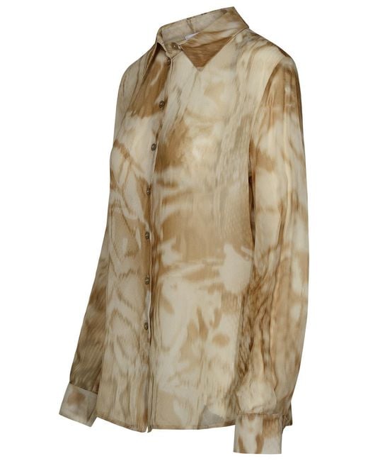 Blumarine Natural Two-Tone Viscose Shirt