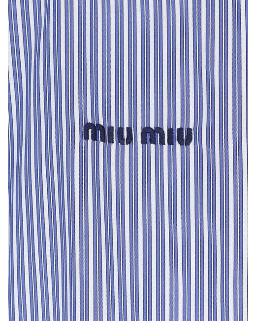 Miu Miu Blue Striped Cotton Shirt