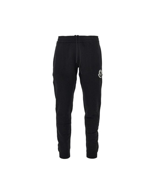 Moncler Black Sweatpants With Felt Logo Patch for men