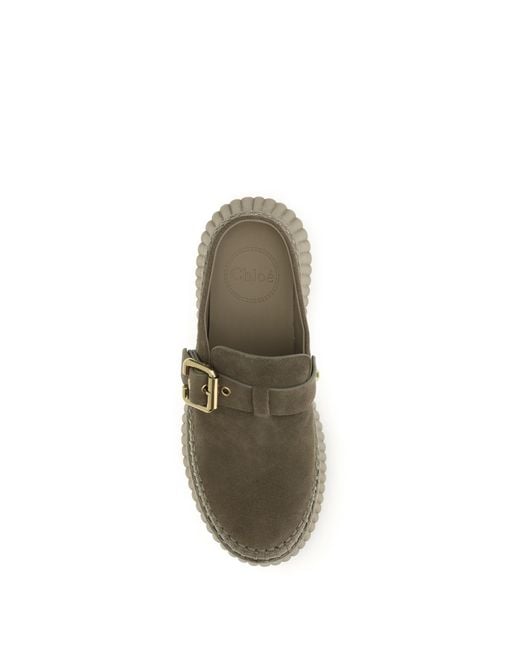 Chloé Green Chloé Nama Sabot Dusty Khaki Sandals