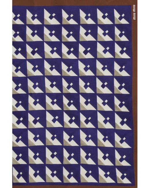 Miu Miu Blue Geometric Print Scarf