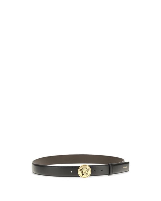 Versace White Medusa Buckle Leather Belt for men