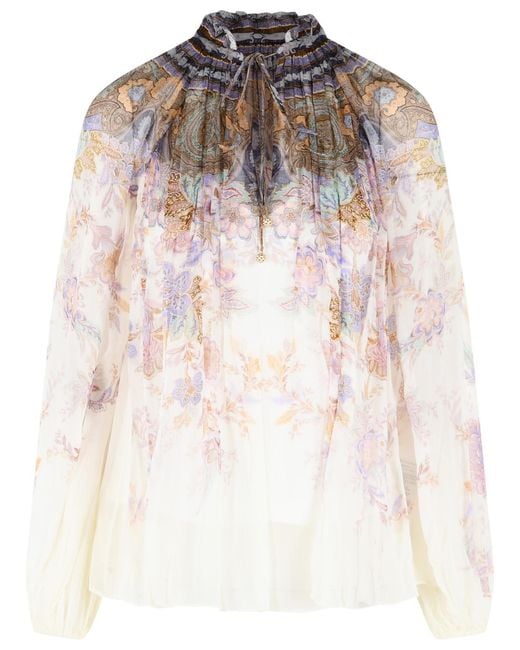 Zimmermann Natural 'Luna Billow' Viscose Blouse
