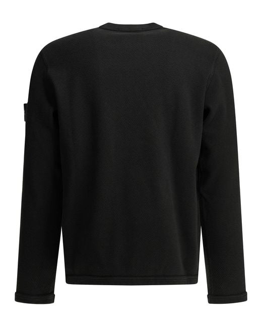 Stone Island Black Mesh Stitch Crewneck Sweatshirt for men