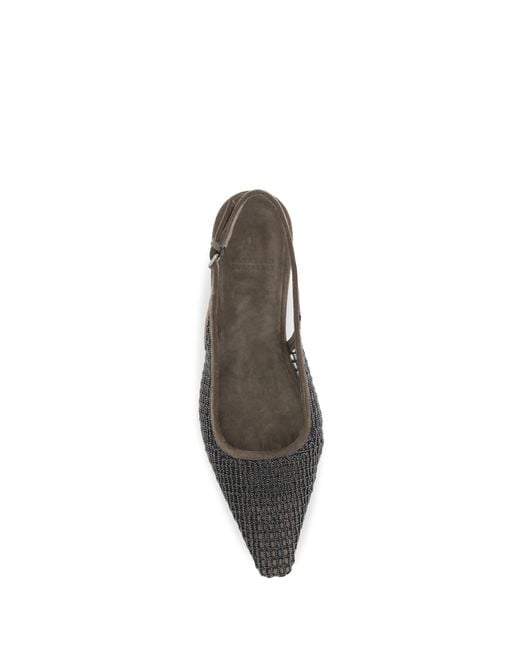 Brunello Cucinelli White Pointed Slingback Ballerinas