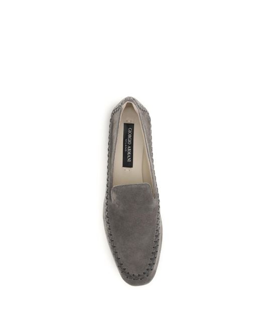 Giorgio Armani Gray Leather Loafers