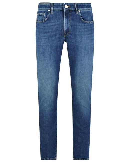 Pt05 Blue Slim Light Cotton Jeans for men