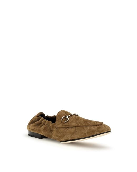 Gucci Brown Gg Suede Loafers