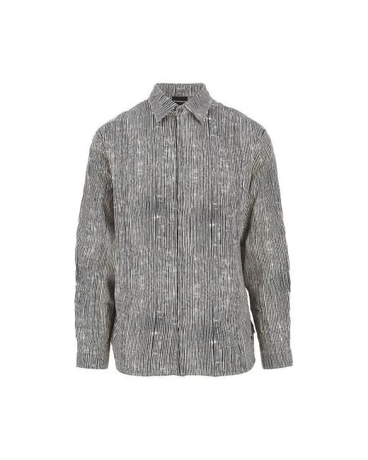 Emporio Armani Gray Printed Lyocell-Blend Comfort Fit Shirt for men