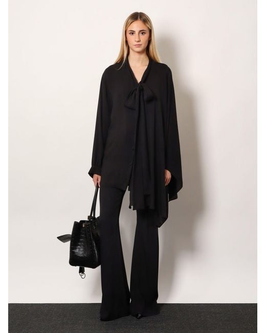 Balenciaga Black Silk Shirt With Bow