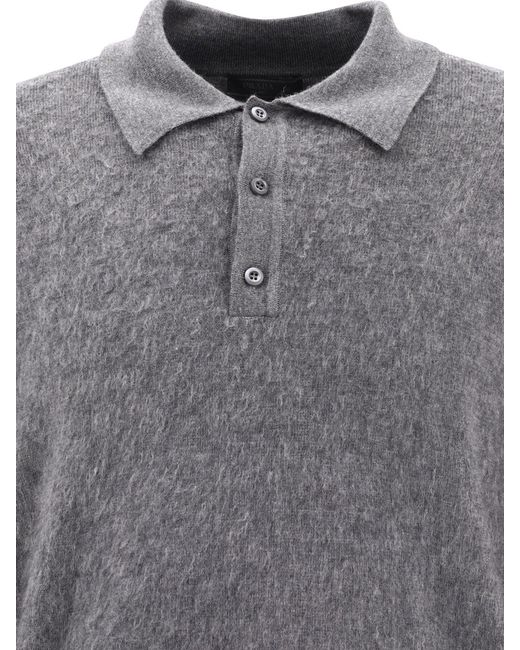 Prada Gray Cashmere And Silk Polo Shirt for men